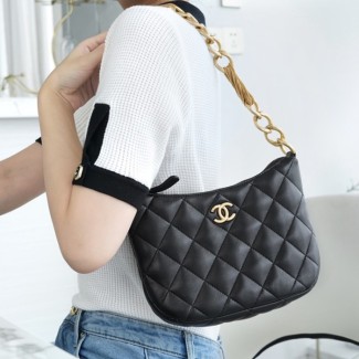 팬더샵 샤넬 램스킨 퀼팅 CC 체인 호보백 블랙