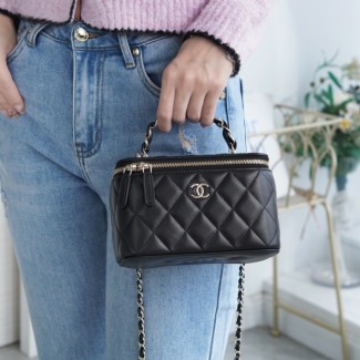 팬더샵 샤넬 23K 탑 핸들 롱 박스 블랙