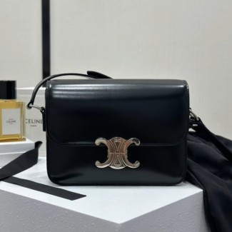 셀린느 트리옹프 클래식 샤이니 숄더백 스몰 블랙 은장 188423