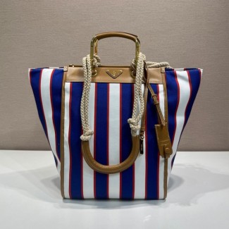 최고퀄 프라다 라지 프린트 캔버스 및 가죽 토트백 1BG561