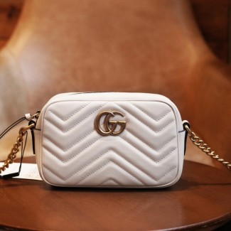 구찌 GG 마몽 마틀라세 미니백 화이트
