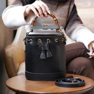 구찌 1955 홀스빗 블랙 레더 버킷백 블랙