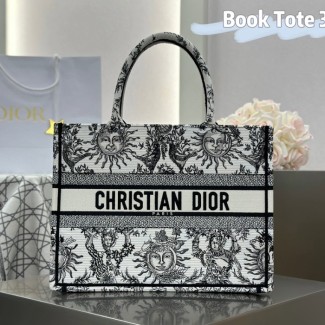디올 미디엄 북 토트백 화이트 블랙 쏠레이