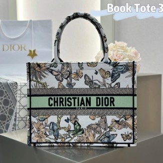 디올 미디엄 북 토트백 화이트 멀티컬러 멕시코