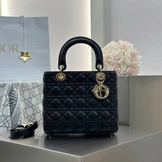 디올 미디엄 레이디백 까나쥬 블랙