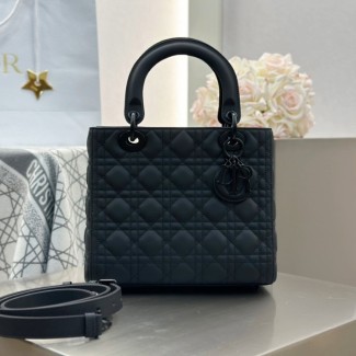 디올 미디엄 레이디백 울트라 매트 까나쥬 블랙