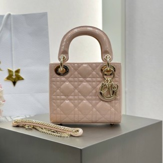디올 미니 레이디백 페이턴트 까나쥬 핑크