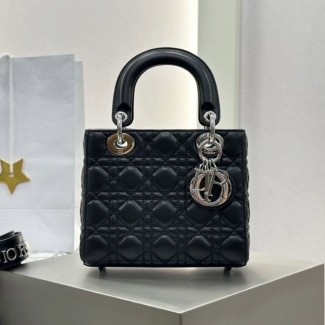 디올 레이디 디올 미디엄 백 ABC 스몰 블랙 실버버클