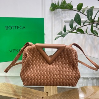 보테가베네타 스몰포인트 퀼팅 탑 핸들백 카라멜