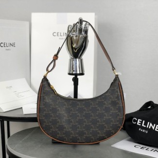 셀린느 아바 숄더백 트리오페 캔버스 카프스킨 탄 193952