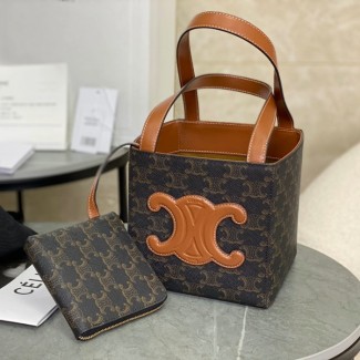 셀린느 트리옹프 캔버스 카프스킨 큐브백 199202