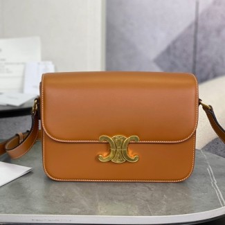 셀린느 트리옹프 클래식 샤이니 숄더백 미디엄 카멜 187363