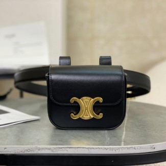 셀린느 샤이니 카프스킨 트리오페 벨트 백 블랙 45BCN3