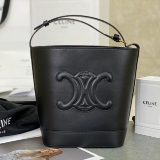 셀린느 카프스킨 퀴르 트리옹프 스몰 버킷 숄더백 블랙 198243