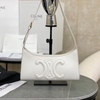 셀린느 스무스 카프스킨 트리옹프 레더 숄더백 화이트 198153