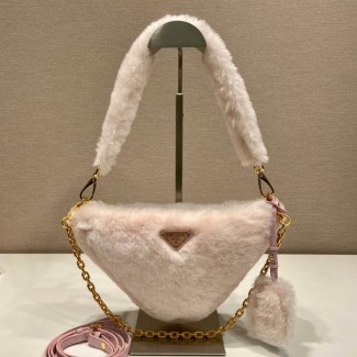 프라다 시어링 트라이앵글 숄더백 핑크