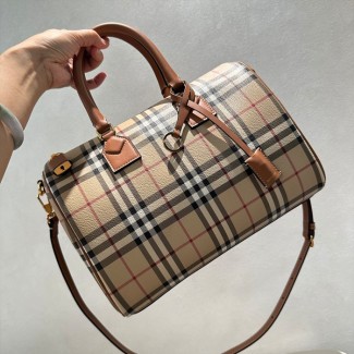 버버리 미디엄 체크 볼링 백 (밀리터리)