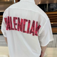 발렌시아가 레드 테이프 타입 라지 핏 숏슬리브 셔츠 화이트