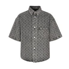 루이비통 모노그램 자카드 흑청 데님 셔츠