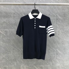톰브라운 헥터 리버스 인타르시아 폴로 코튼 4바 반팔 네이비