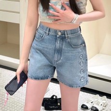 샤넬 자수 데님 쇼츠 데님 팬츠