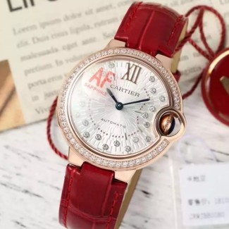AF공장 까르띠에 발롱 블루 드 로즈골드 레드 가죽밴드