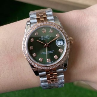 A+공장 롤렉스 데이저스트 31mm 그린 10P 다이얼 다이아 베젤 로즈골드 콤비 278381